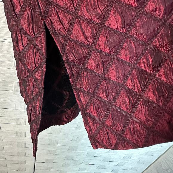 Coldwater creek burgundy quilted jacket blazer satin button up vamp plus size - Picture 4 of 10